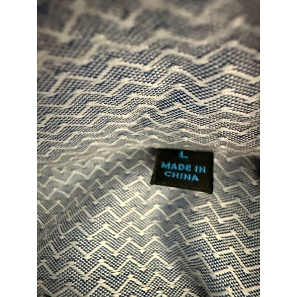 Zachary Prell Chevron Textured Pattern Dress Shirt Size Large Light Blue/White - Picture 6 of 11